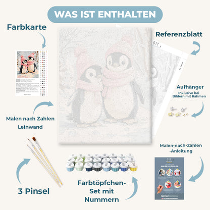 Malen nach Zahlen - Pinguine im Schnee