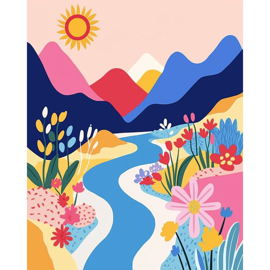 Malen nach Zahlen - Malen nach Zahlen - Bunte Landschaft - Kurzprojekt