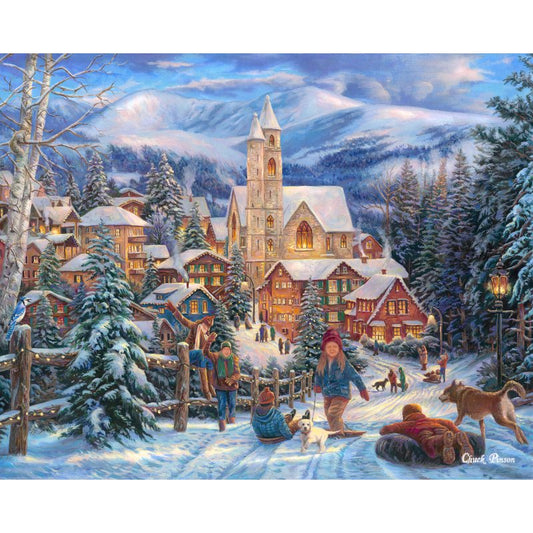 Malen nach Zahlen - Malen nach Zahlen - Sledding To Town - by Chuck Pinson