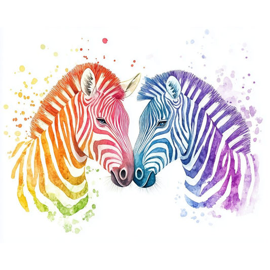 Malen nach Zahlen - Malen nach Zahlen - Buntes Zebrapaar