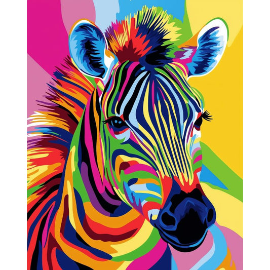 Malen nach Zahlen - Malen nach Zahlen - Abstraktes buntes Zebra