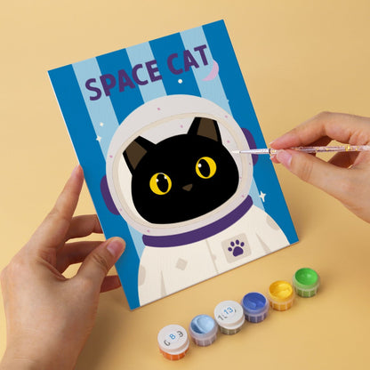 6 Mini-Gemälde auf Holzplatte – Katze für alle Fälle Set