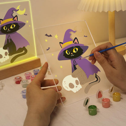 Malen nach Zahlen Halloween Lampe – Hexenkatze