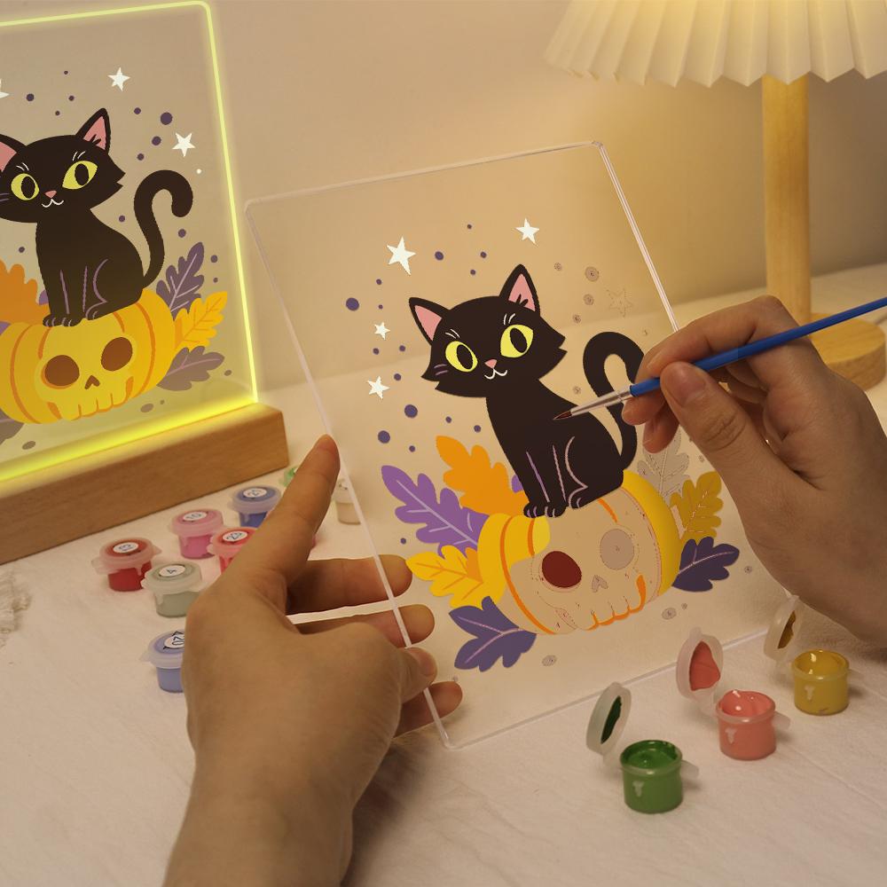 Malen nach Zahlen Halloween Lampe – Kürbiskatze