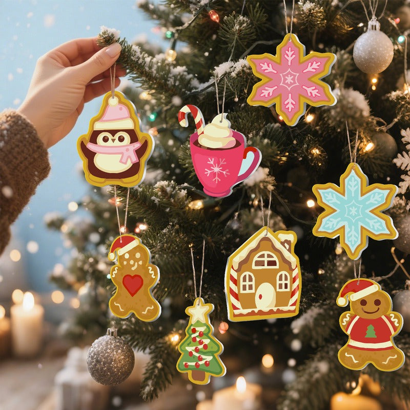 8 XL Weihnachtsanhängern | Süßen Weihnachtsleckereien Set