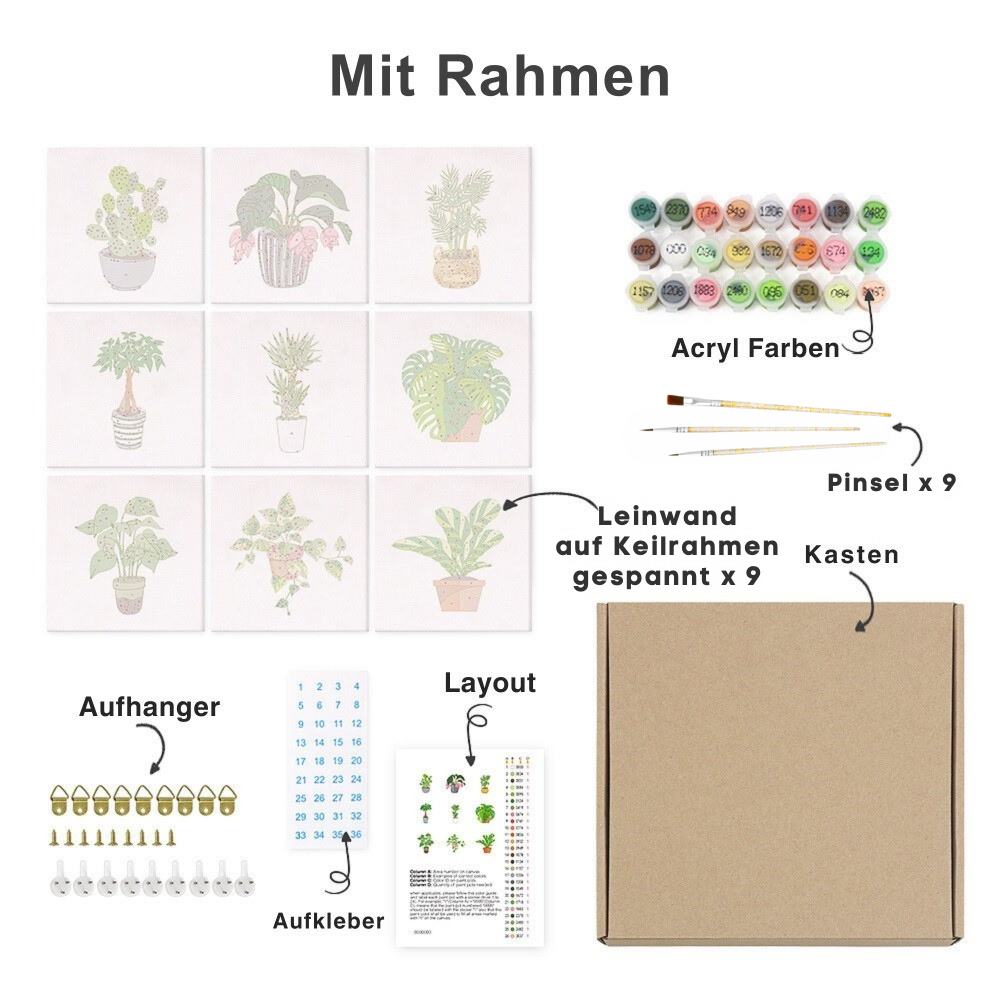 Malen nach Zahlen - 9_Mini_Painitngs_Mit_Rahmen