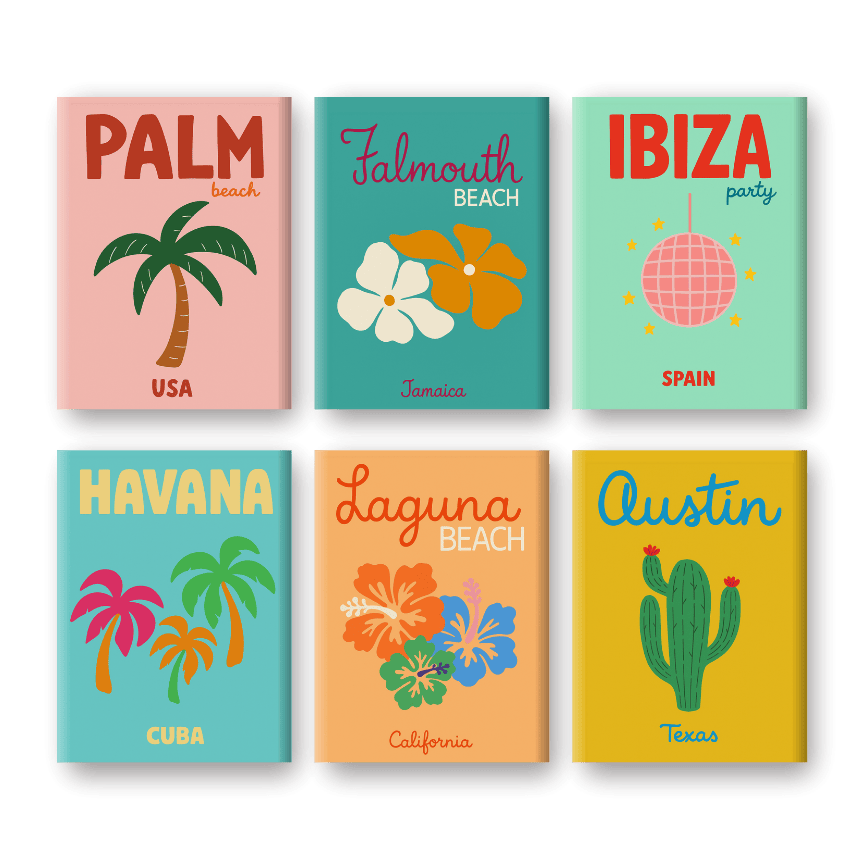 Malen nach Zahlen - Malen nach Zahlen – 6 Mini-Gemälde | Strand & Sommer Set