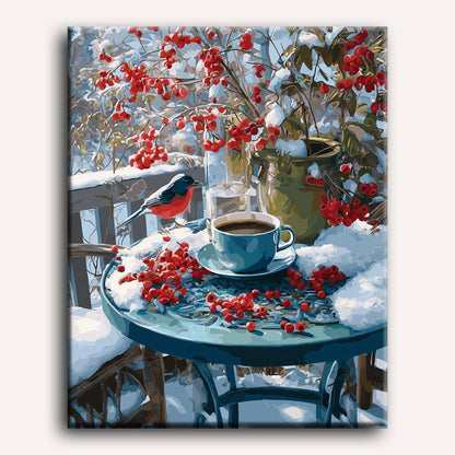 Malen nach Zahlen - Eine verschneite Terrasse