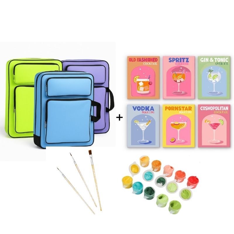Malen nach Zahlen - Malen nach Zahlen Reisepaket – Buntes Cocktail-Set + Reisetasche