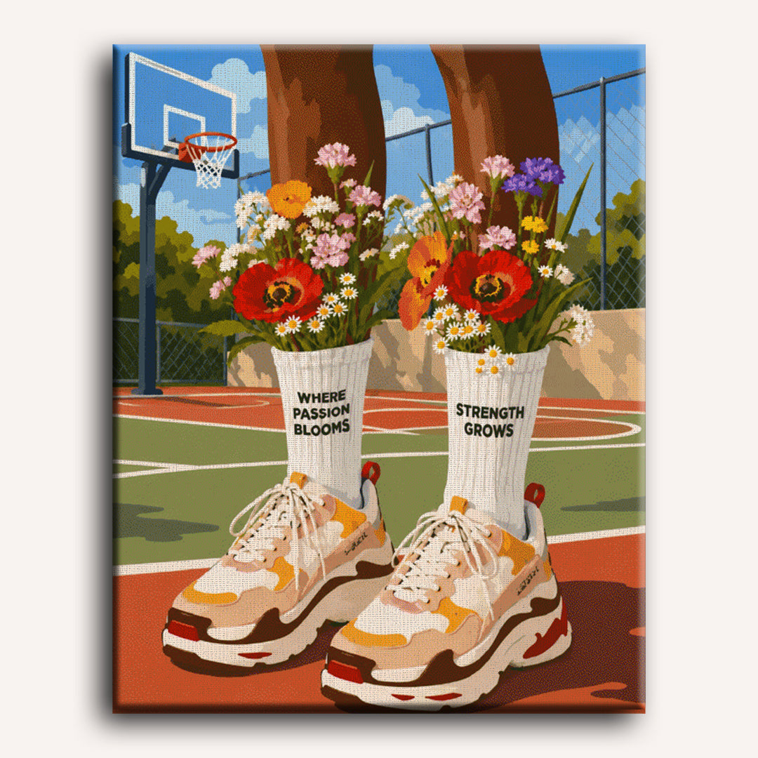 Malen nach Zahlen - Blühender Basketball