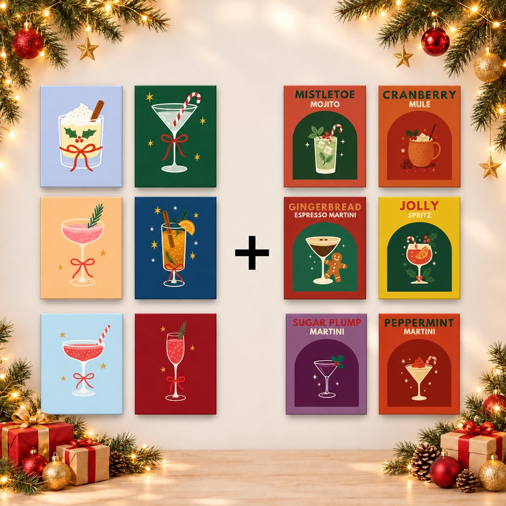 12 Mini-Gemälde | Weihnachtscocktails-Bundle