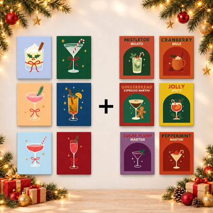 12 Mini-Gemälde | Weihnachtscocktails-Bundle