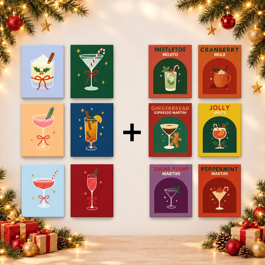 12 Mini-Gemälde | Weihnachtscocktails-Bundle