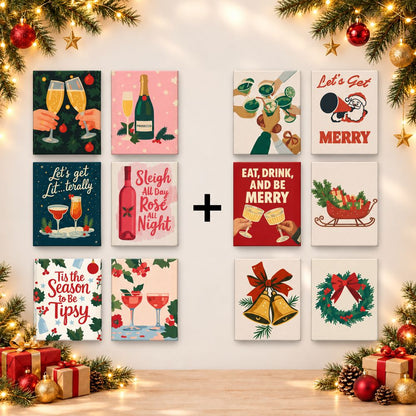 12 Mini-Gemälde | Festliches Weihnachtsbundle