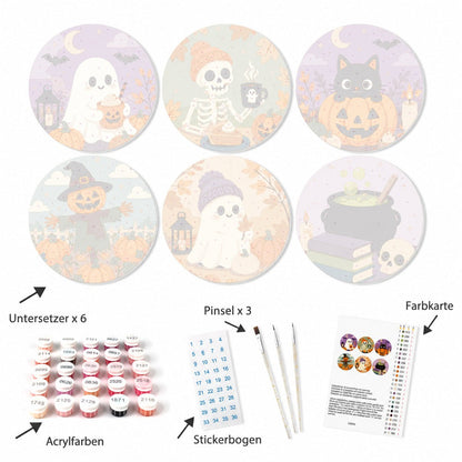 Malen nach Zahlen Untersetzer-Set – Halloween