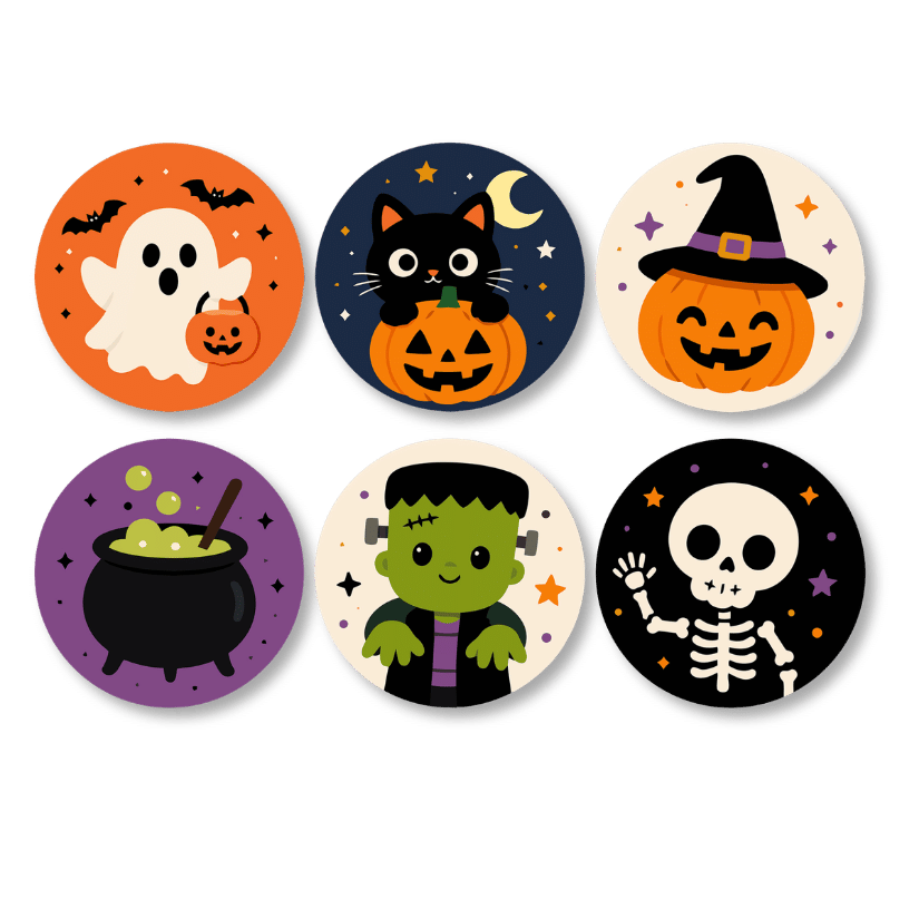 Malen nach Zahlen Untersetzer-Set – Süßes Halloween - Malen nach Zahlen