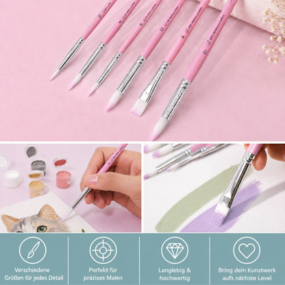 Premium Rosa Pinsel-Set | 6-teilig