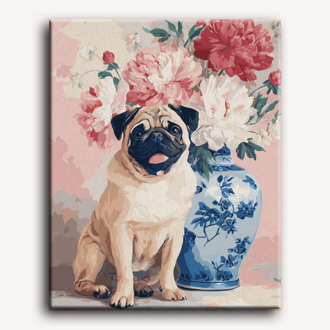 Malen nach Zahlen - Blumenmops
