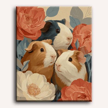 Malen nach Zahlen - Meerschweinchen-Blüten