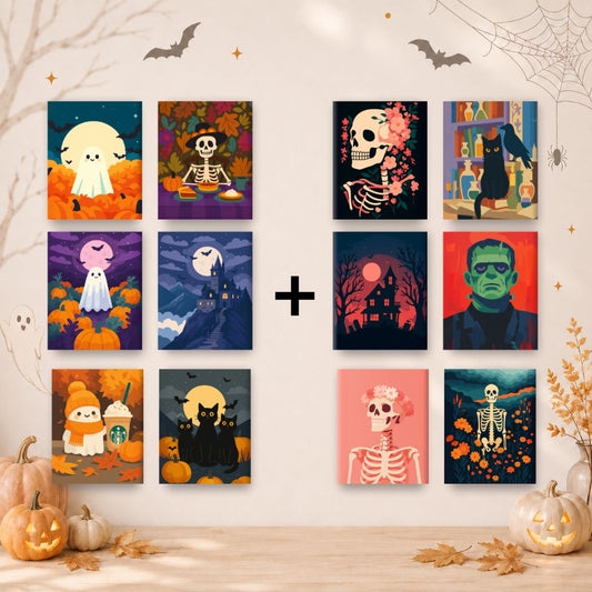 12 Mini Paintings | Halloween-Stimmung Bundle - Malen nach Zahlen