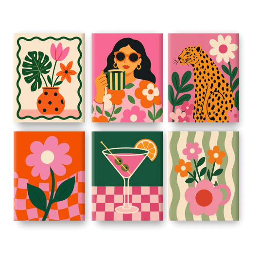 6 Mini-Gemälde | Lebendiges Lifestyle-Set - Malen nach Zahlen