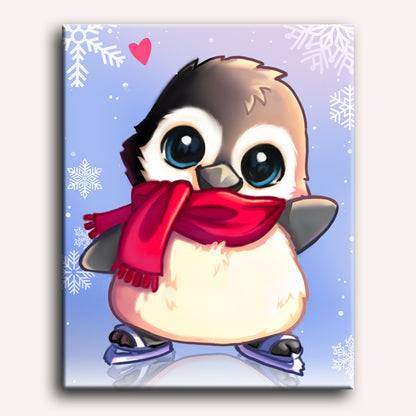 Malen nach Zahlen - Schlittschuhlaufender Pinguin - by Vink