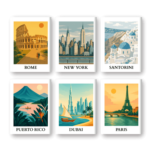 Malen nach Zahlen - Malen nach Zahlen – 6 Mini-Gemälde | Weltreise-Set