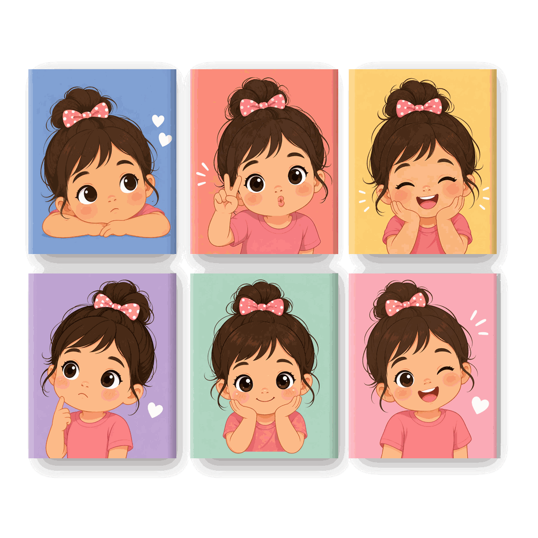6 Mini-Gemälde | Süßes Mädchen Set - Malen nach Zahlen