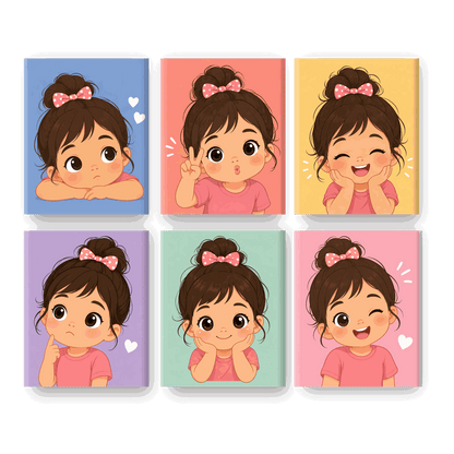 6 Mini-Gemälde | Süßes Mädchen Set - Malen nach Zahlen