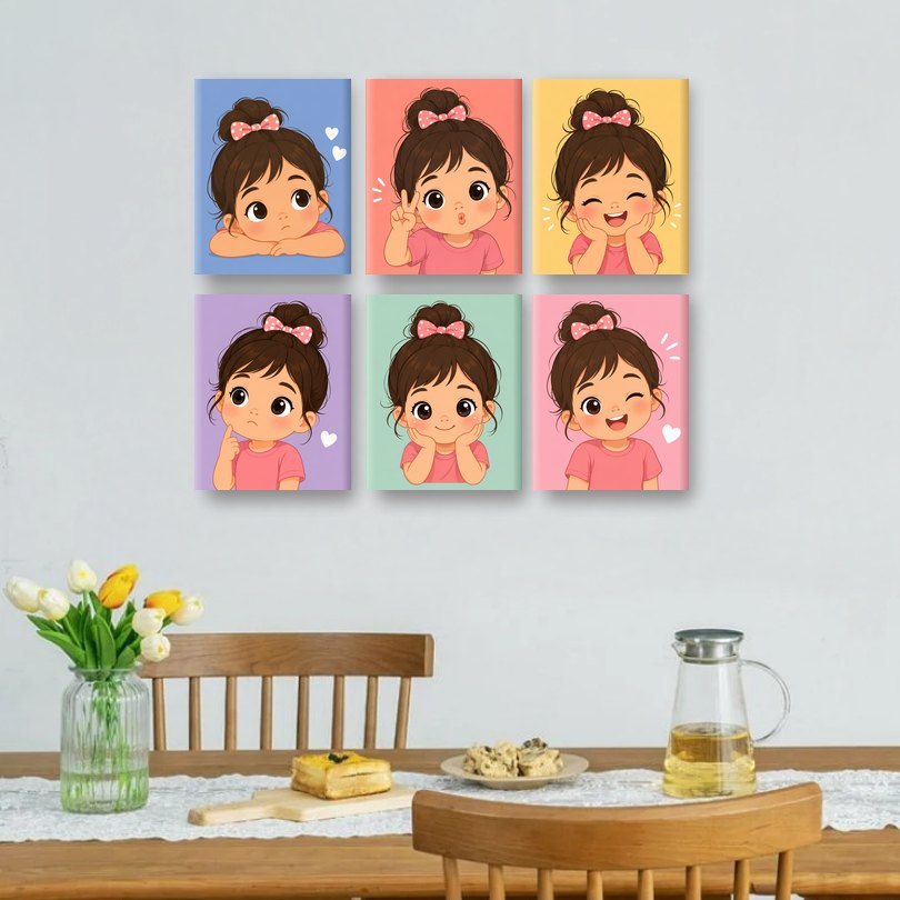 6 Mini-Gemälde | Süßes Mädchen Set