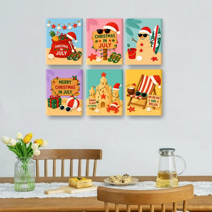 6 Mini-Gemälde | Weihnachten im Juli Set
