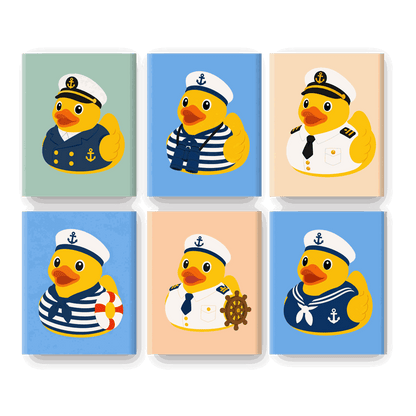 6 Mini-Gemälde | Matrosen-Ente Set - Malen nach Zahlen