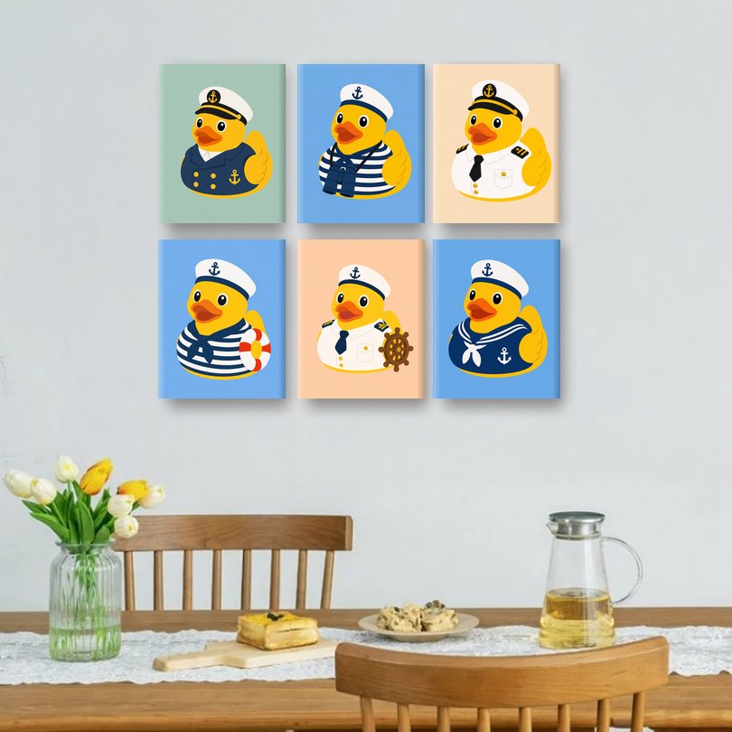 6 Mini-Gemälde | Matrosen-Ente Set