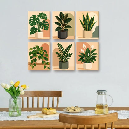 6 Mini-Gemälde | Monstera Set
