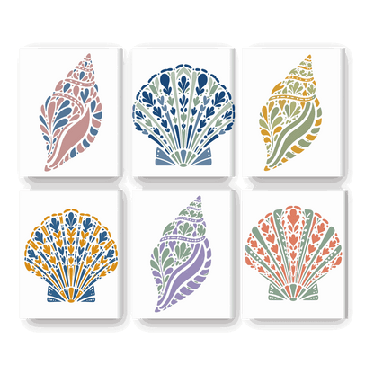 6 Mini-Gemälde | Strandmuscheln Set - Malen nach Zahlen