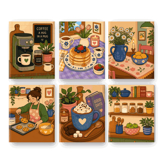 6 Mini-Gemälde | Kaffee-Ecke Set - Malen nach Zahlen
