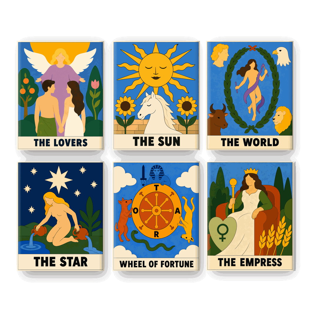 6 Mini-Gemälde | Tarot-Lesung Set - Malen nach Zahlen