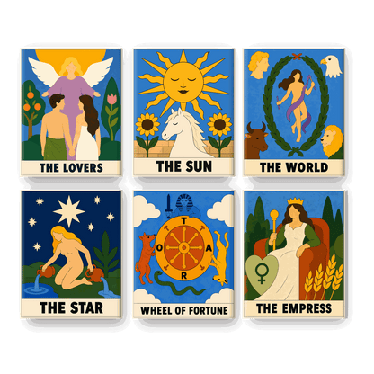 6 Mini-Gemälde | Tarot-Lesung Set - Malen nach Zahlen