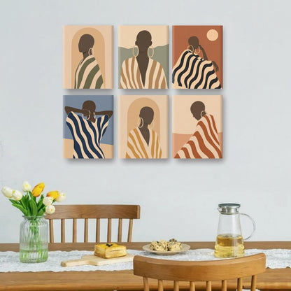 6 Mini-Gemälde | Minimalistisches Porträt Set