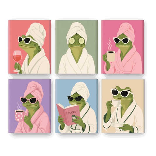 6 Mini-Gemälde | Spa-Frosch Set - Malen nach Zahlen