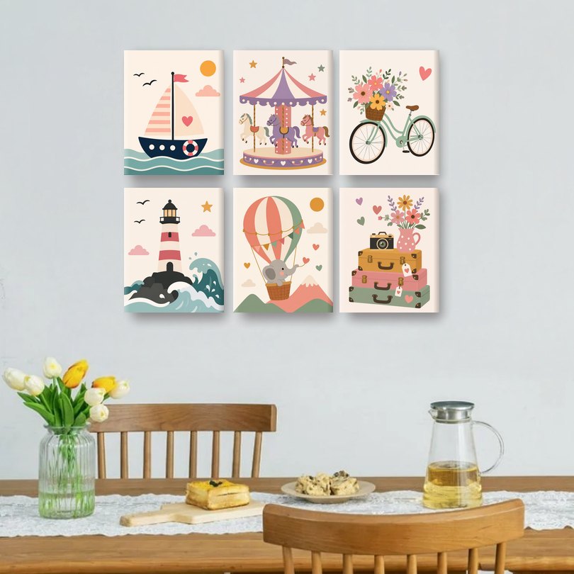 6 Mini-Gemälde | Süßer Charme Set