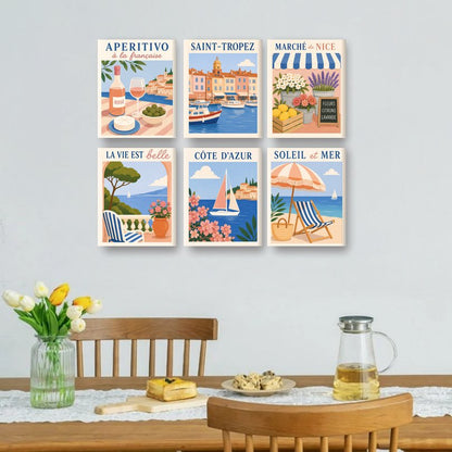 6 Mini-Gemälde | Französische Riviera Set