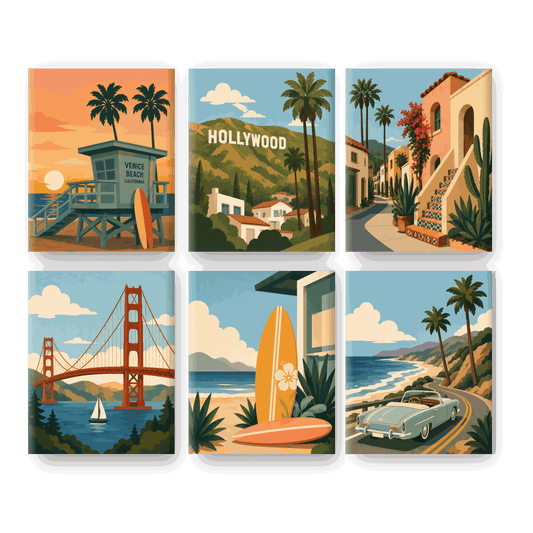 6 Mini-Gemälde | Golden State Set - Malen nach Zahlen