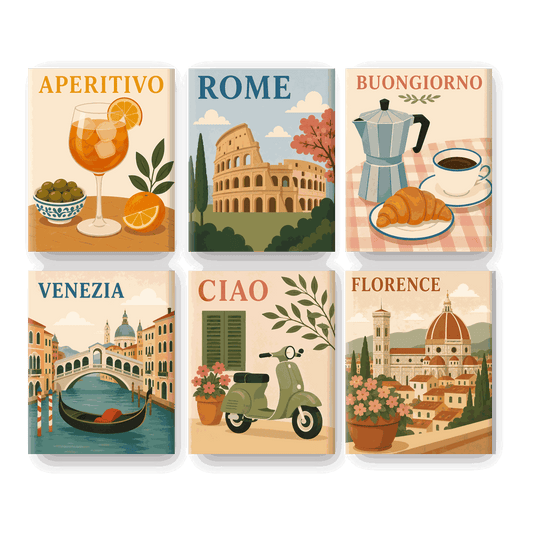 6 Mini-Gemälde | Italia Amore Mio Set - Malen nach Zahlen