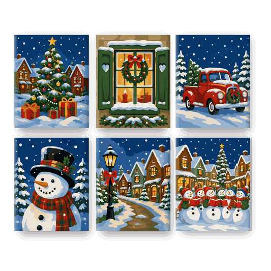 6 Mini-Gemälde | Let it Snow Set - Malen nach Zahlen