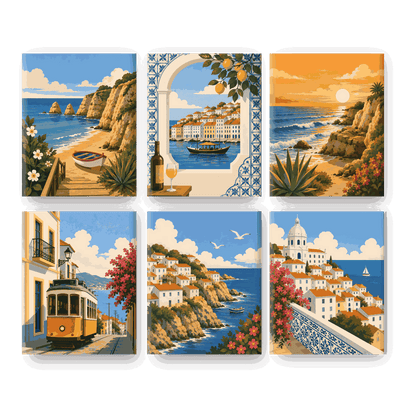 6 Mini-Gemälde | Portugiesischer Charme Set - Malen nach Zahlen