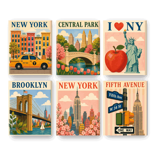 6 Mini-Gemälde | The Big Apple Set - Malen nach Zahlen