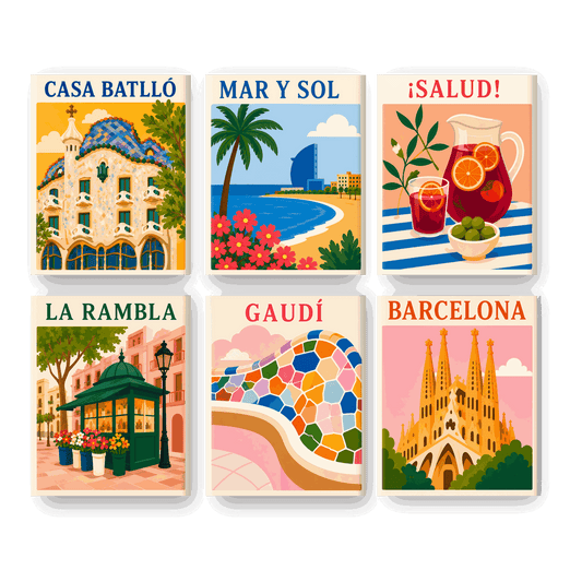 6 Mini-Gemälde | Viva Barcelona Set - Malen nach Zahlen