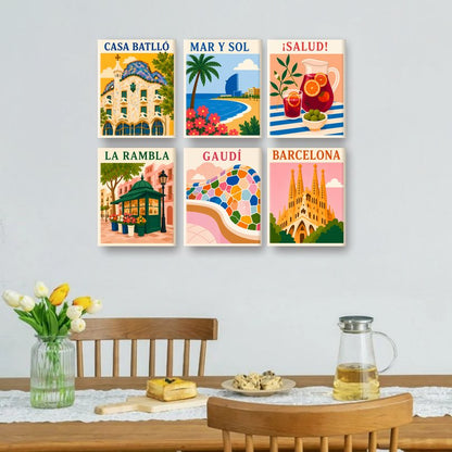 6 Mini-Gemälde | Viva Barcelona Set