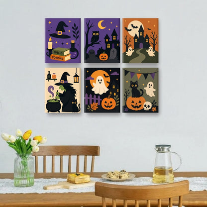6 Mini-Gemälde | Halloween-Klassiker Set
